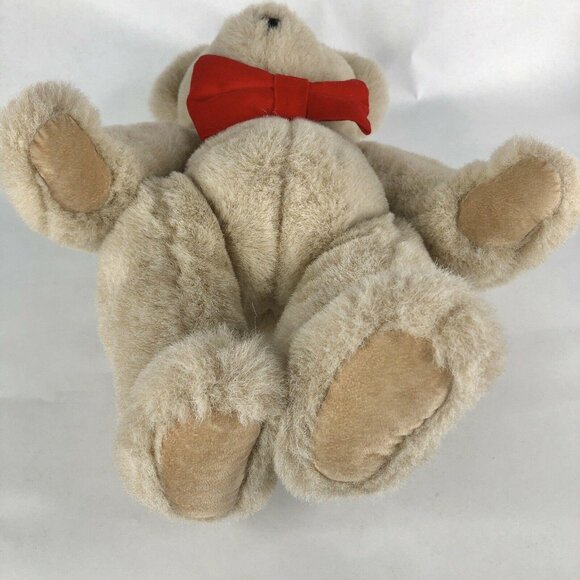 The Vermont Teddy Bear Company Plush Jointed Red Bow Tie Brown 16" Tan Stuffed - Picture 5 of 7